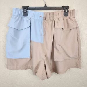 Fabletics Blue and Tan Drawstring Exercise Shorts  XXL (4971)